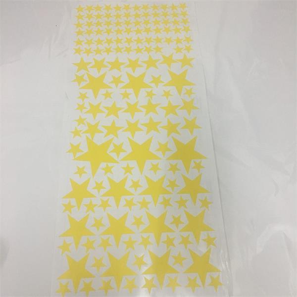 163 stk blandet størrelse 3-9cm tegneserie svarte stjerner veggklistremerker til låve babyrom tapet hjemmeinnredning selvklebende pvc veggdekor: Gul