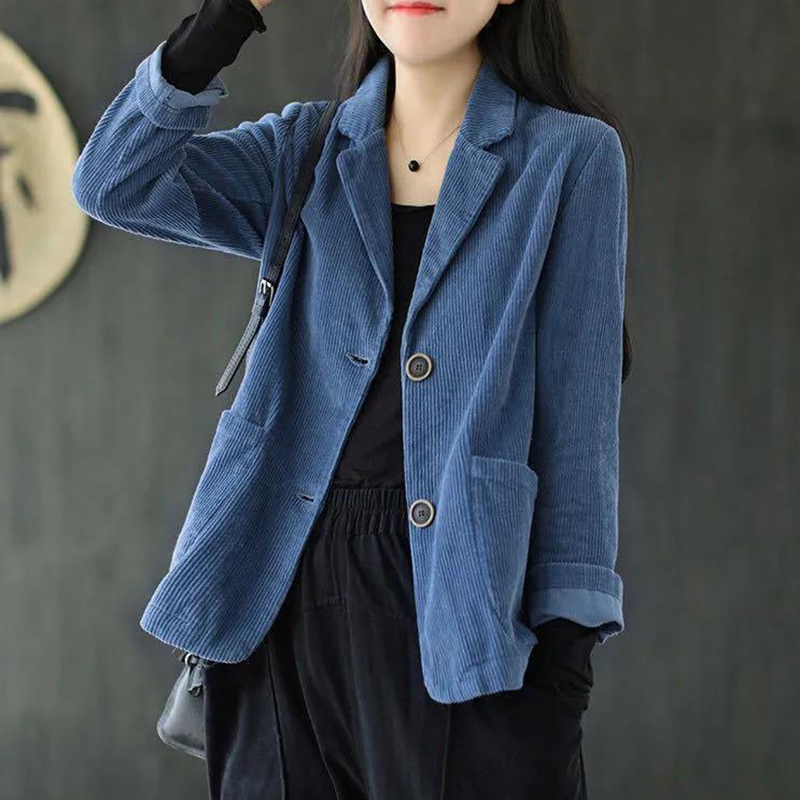 Mexzt vintage harajuku manchesterkavaj dam höst långärmad casual koreansk  y2k toppar enfärgade knappar damkläder: Xxxl / Lavendel-