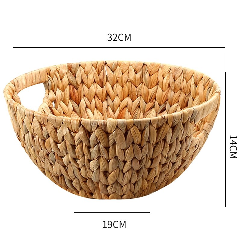 Cesta de almacenamiento de fruta con disco tejido de paja Natural, bandeja para snacks, semillas de melón, mesa, canasta de frutas, bandeja de almacenamiento de escritorio