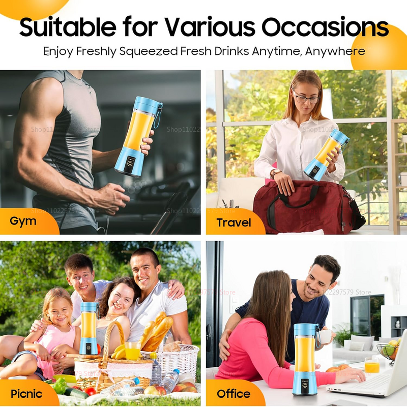 Portable Electric Juicer and Mini Blender for Fruit Smoothies and Juice Mixing Perfect for Home, Office, Travel Easy to Clean