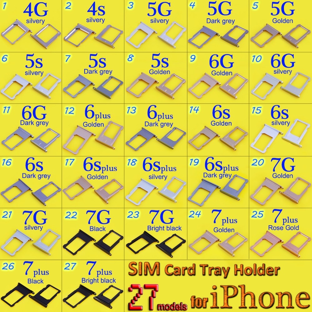 Micro SIM Card Tray Holder Slot Replacement Silver Gold for Apple for iphone 4 4G 4S 5 5G 5s 6 6plus 6s 6splus 7 7plus