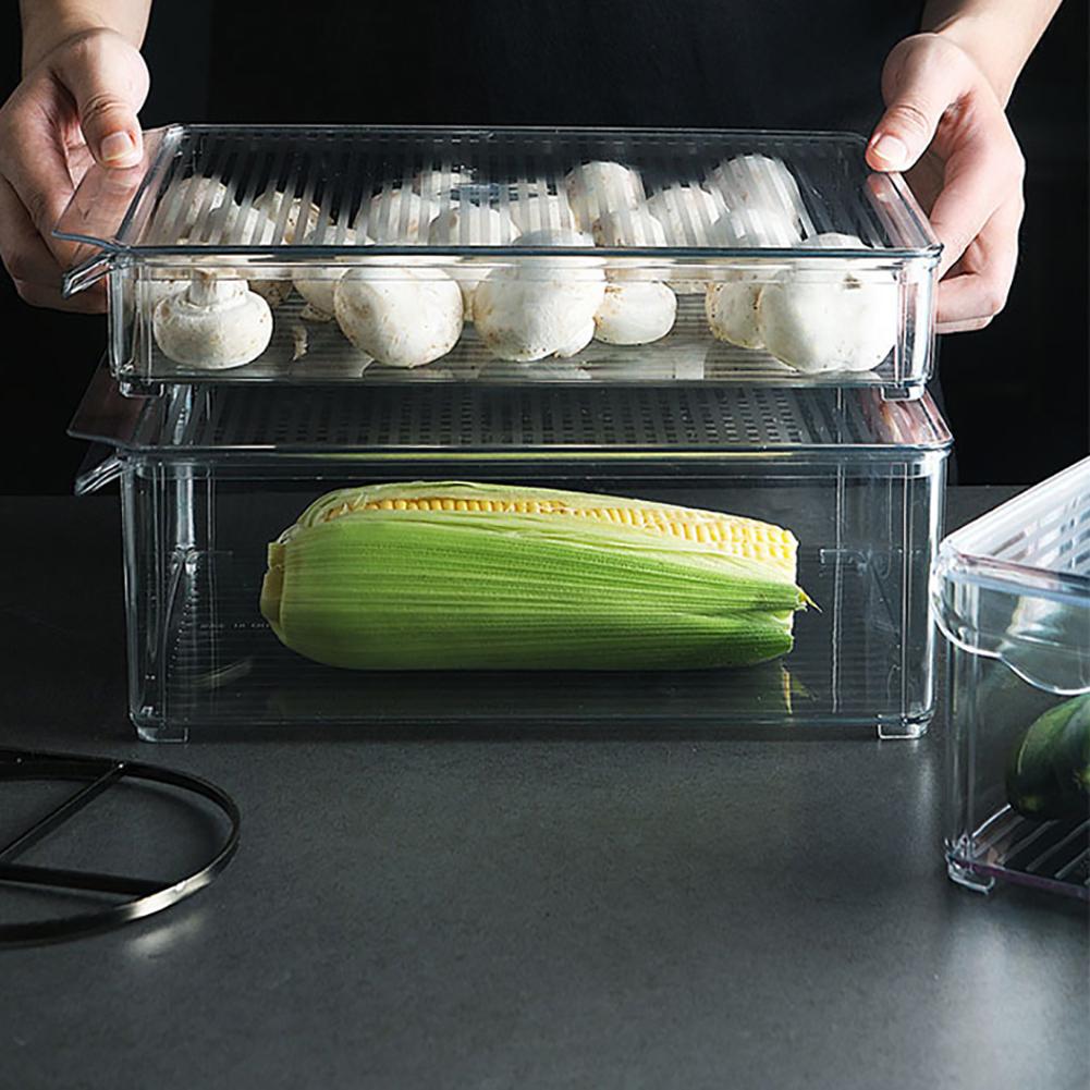 2PCS Acrylic Food Storage Container Bin with Lid and Handle for Kitchen,, Cabinet, Fridge,Pantry Freezer - Organizer