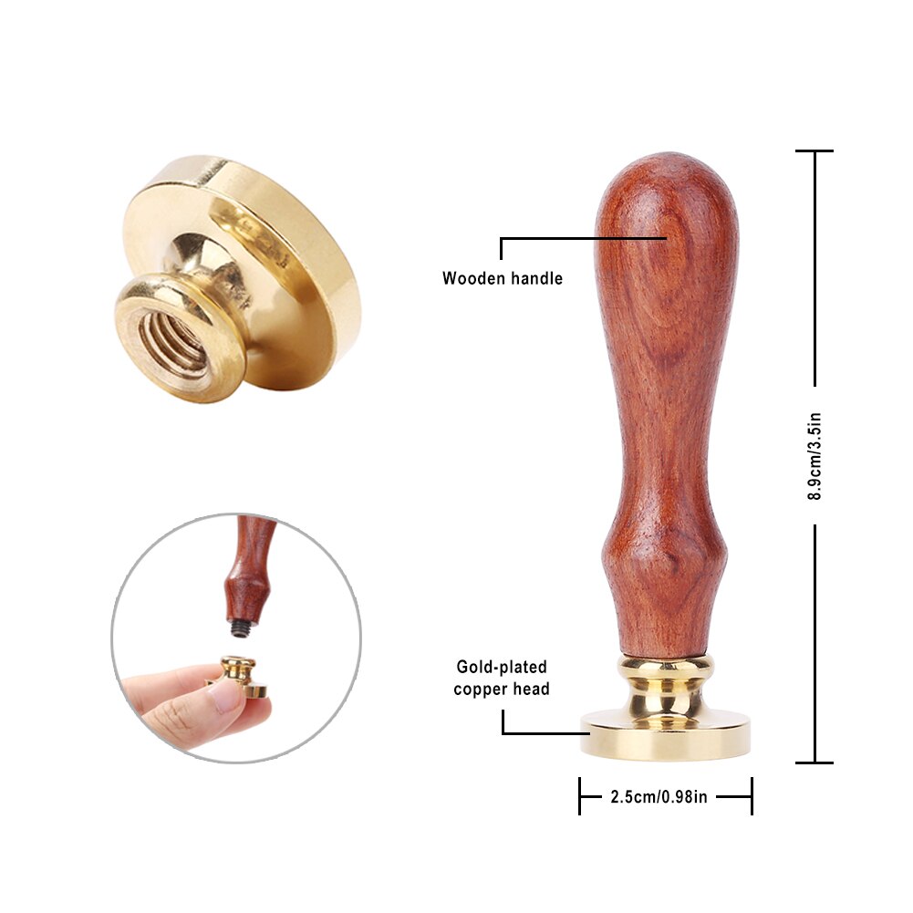 Retro Brand Verf Metalen Lakzegel Postzegels Houten Handvat Planten Patroon Diy Trouwkaarten Decoratie Verjaardag Kaart Seal Stempel