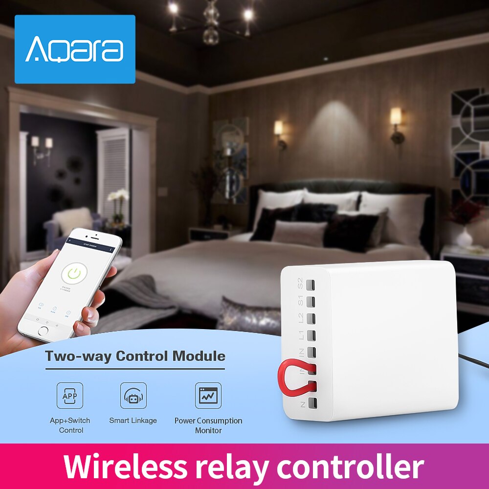 Original Aqara Wireless Relay Controller 2 Channels Two-way Control Module Work For Xiaomi Mijia APP and Home Kit