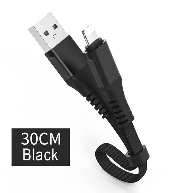 0,3 M Kurze USB Ladung Daten Kabel Beleuchtung Für iphone XS XR X 8 7 6 6S 5S 5C 5 Für Android iOS Mini Ladekabel Energie Bank: Schwarz / Pro iPhone