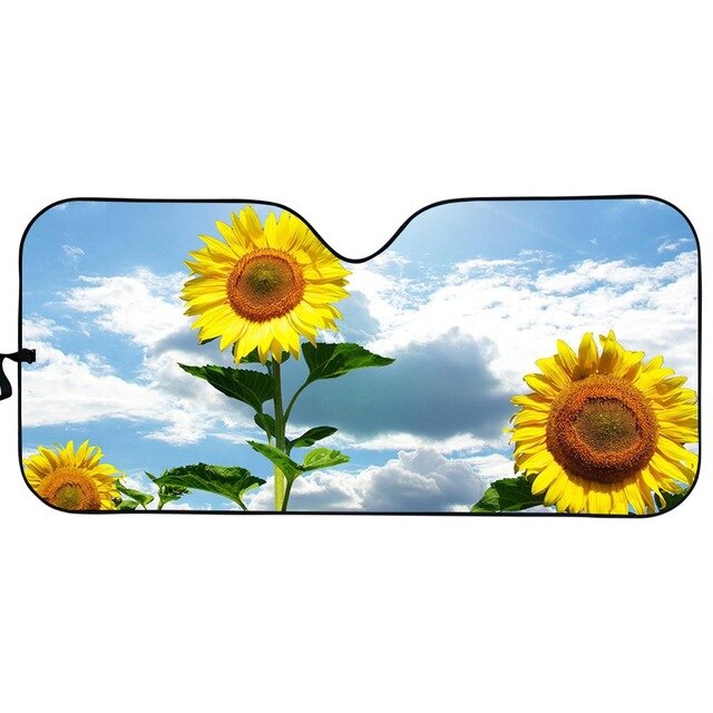 Éblouissement de soleil de bloc d'ajustement universel d'ombre de soleil automatique de tournesol jaune/UV/chaleur gardez votre couverture fraîche d'impression florale de fleur de soleil de bloqueur de voiture: HTF024HC