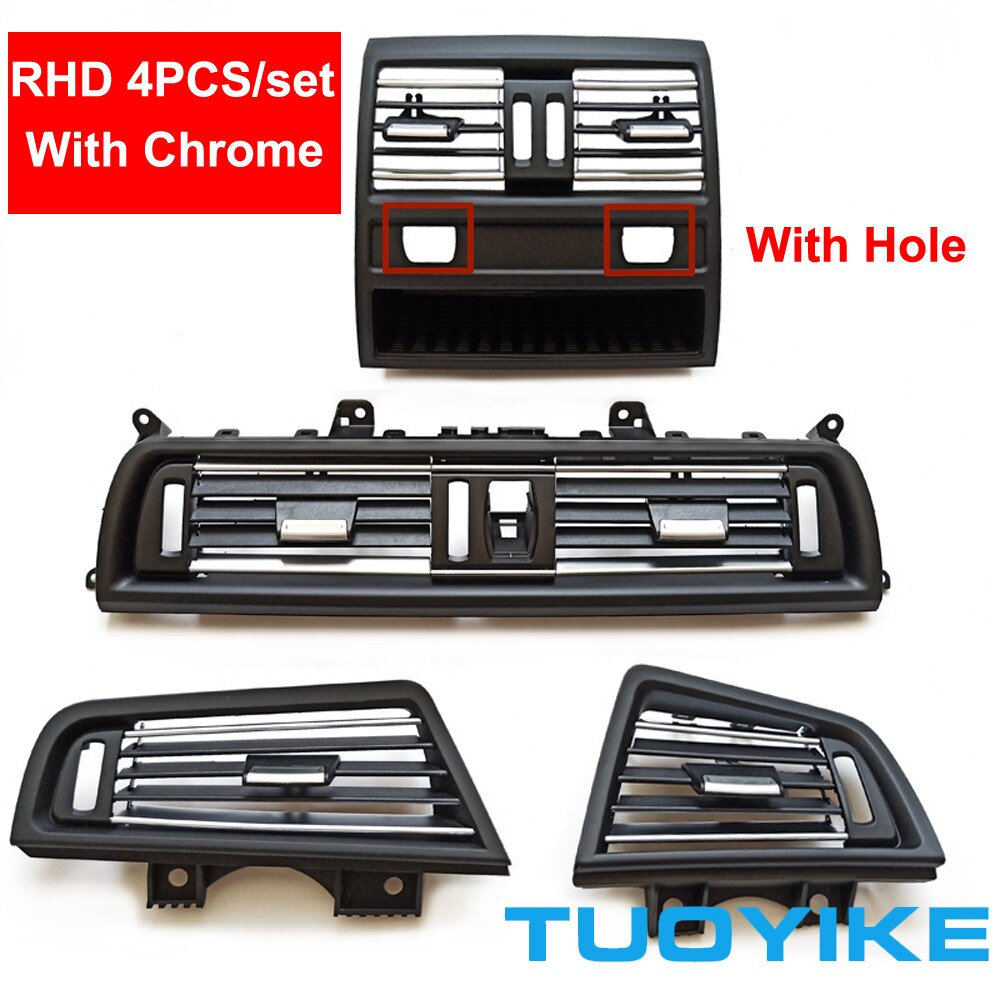 4x rhd fram vänster höger mitt bak ej hål luftkonditionering ventilationsgaller utloppspanel kromplatta för bmw 5- serie  f10 f18 10-17