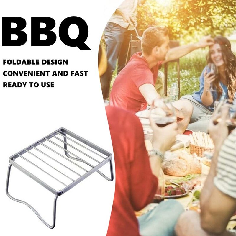 Lightweight Kitchen Tools for Outdoor Camping Cooking Stainless Steel Barbecue Grill Mini Portable Folding BBQ Shelf Garden Rack
