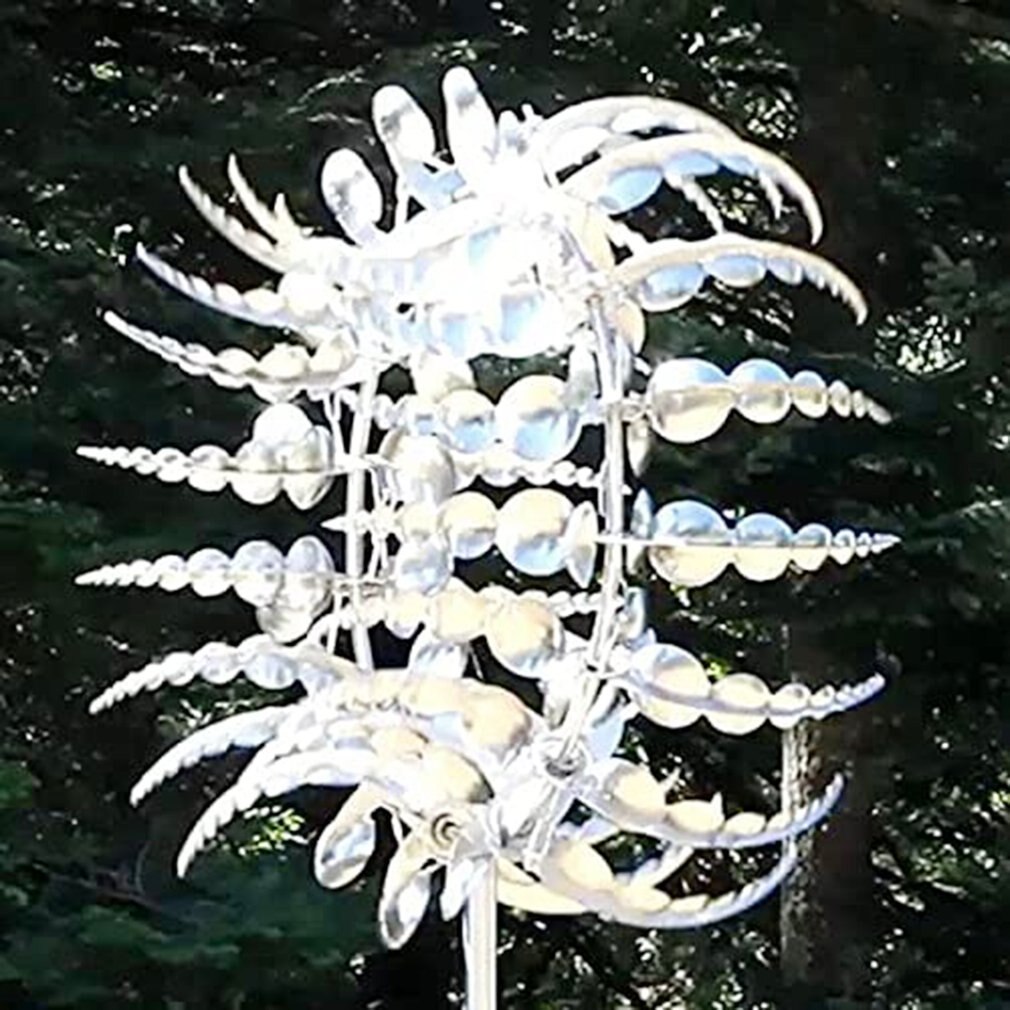 Wind Spinner 16Pcs Metal Leaves Stable Weather Resistant Windmill Sculptures Dual Wind Motion Solar Spinner Garden Decoration