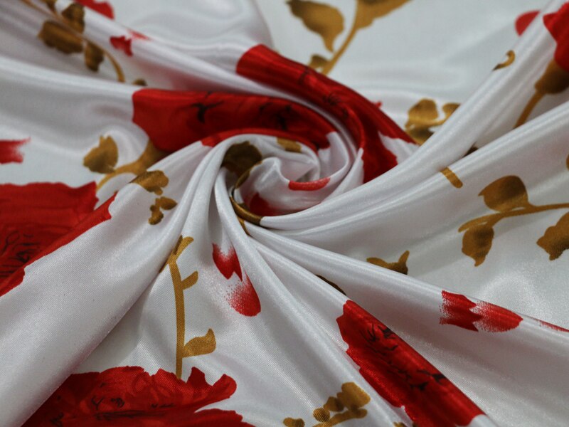 100cm*148cm röda rosor blommig charmeuse satin tyg klädväska foder tyg cheongsam tissu