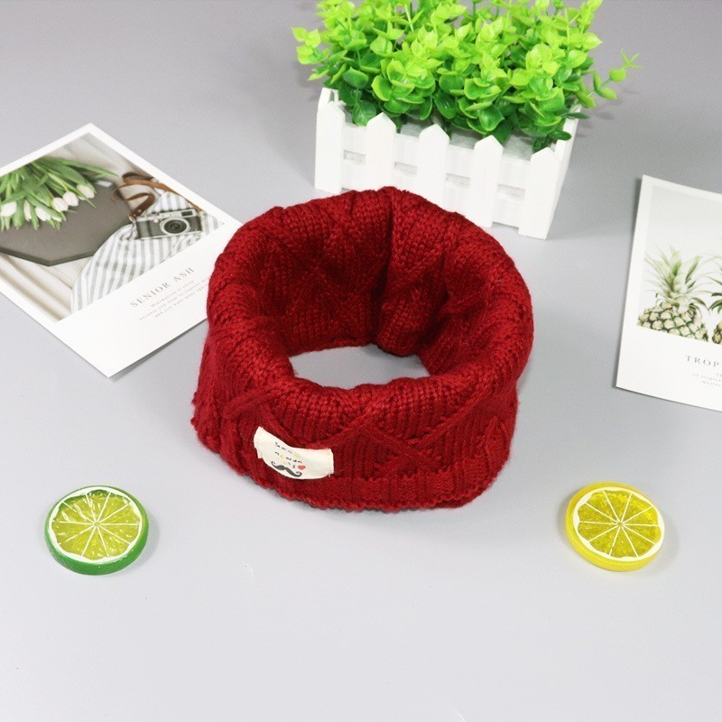 Bufanda tejida a cuadros para niños, de , de de lujo, para invierno, gruesa y cálida, con anilla, para niñas, bufandas tejidas para bebés y niños: Burgundy