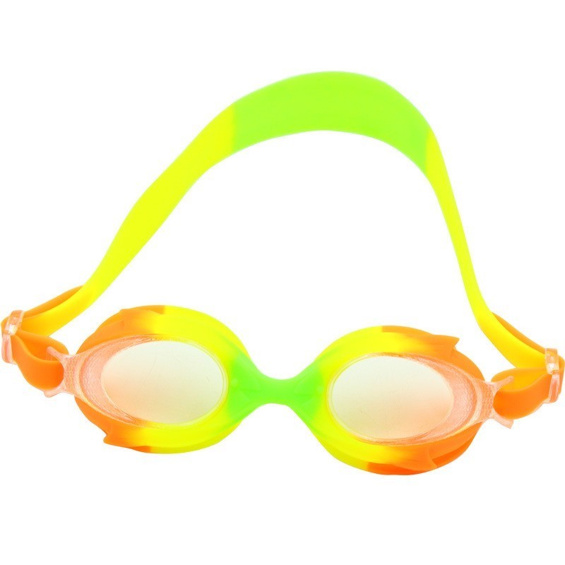 Anti-fog Kinderen Zwembril Cartoon Vis Waterdichte Siliconen Kinderen Jongens Meisjes Water Bril Sport Swim Eyewear: Yellow Orange