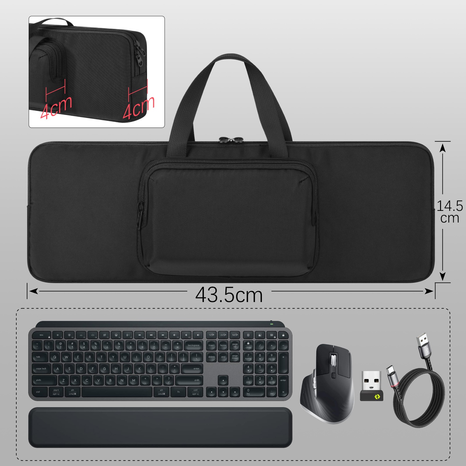 Hoesje voor logitech mx keys s/mx keys serie toetsenbord, inclusief hoesje voor 87- toetsen.