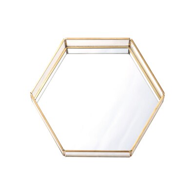 Boîtes en verre doré pour bijoux décoration de mariage stockage de verre boîte à bonbons gâteau Dessert plateau de noël: B Hexagon