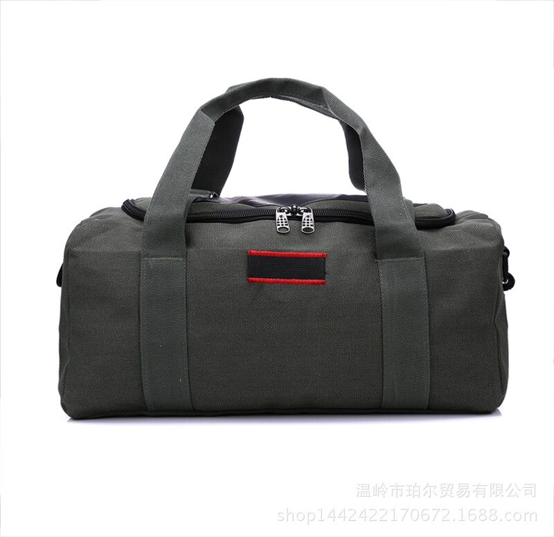 Große vintage-reisetasche aus canvas mit großem fassungsvermögen, tragbar, einfarbig, ideal für outdoor-aktivitäten, sport, zum aufhängen, verstellbar.: Große grüne