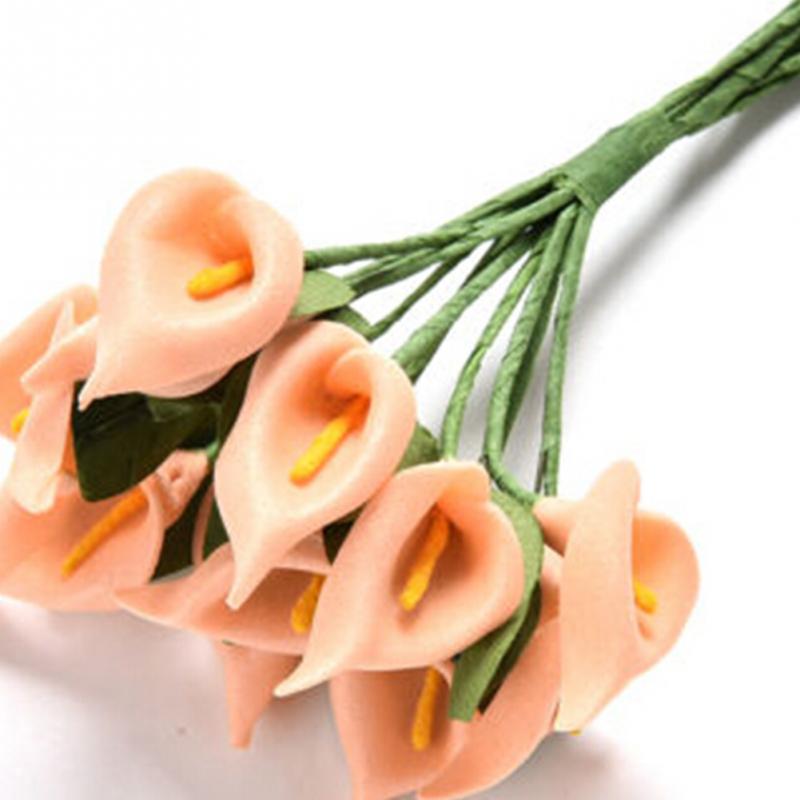 12pcs hoofd/set Kunstmatige Bloemen 8 Kleuren Calla Bridal Bruiloft Decoratie Boeket Hoofd PE Real Touch Kunstmatige bloem: 10