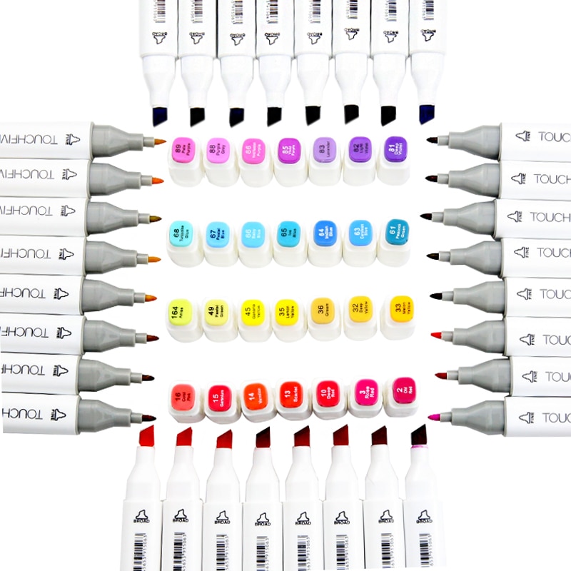 TouchFIVE 60/80/168 Farben Marker Set Manga Zeichnung Marker Pen Alkohol Basierend Skizze Filz-Spitze Fettige Twin Pinsel Stift Kunst liefert