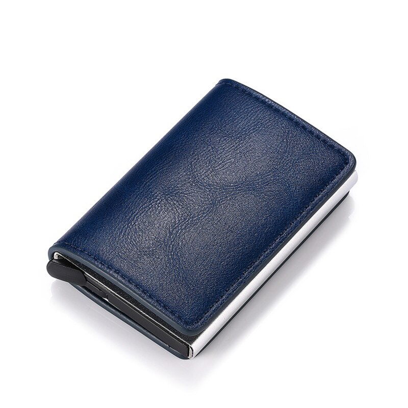 BISI GORO Credit Card Holder Carbon Fiber Card Holder Aluminum Slim Short Card Holder RFID Blocking Card Wallet: K9109 Blue