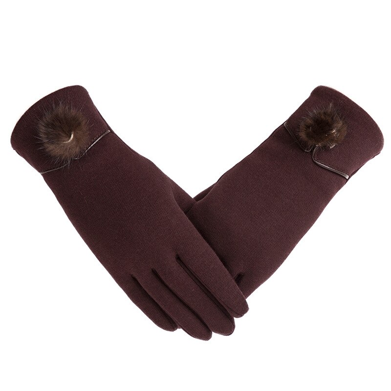 Vrouwelijke Herfst Winter Niet-ge Ïnverteerde Fluwelen Kasjmier Volledige Vinger Warm Lace Hairball Handschoenen Vrouwen Katoen Touch Screen Handschoenen g82