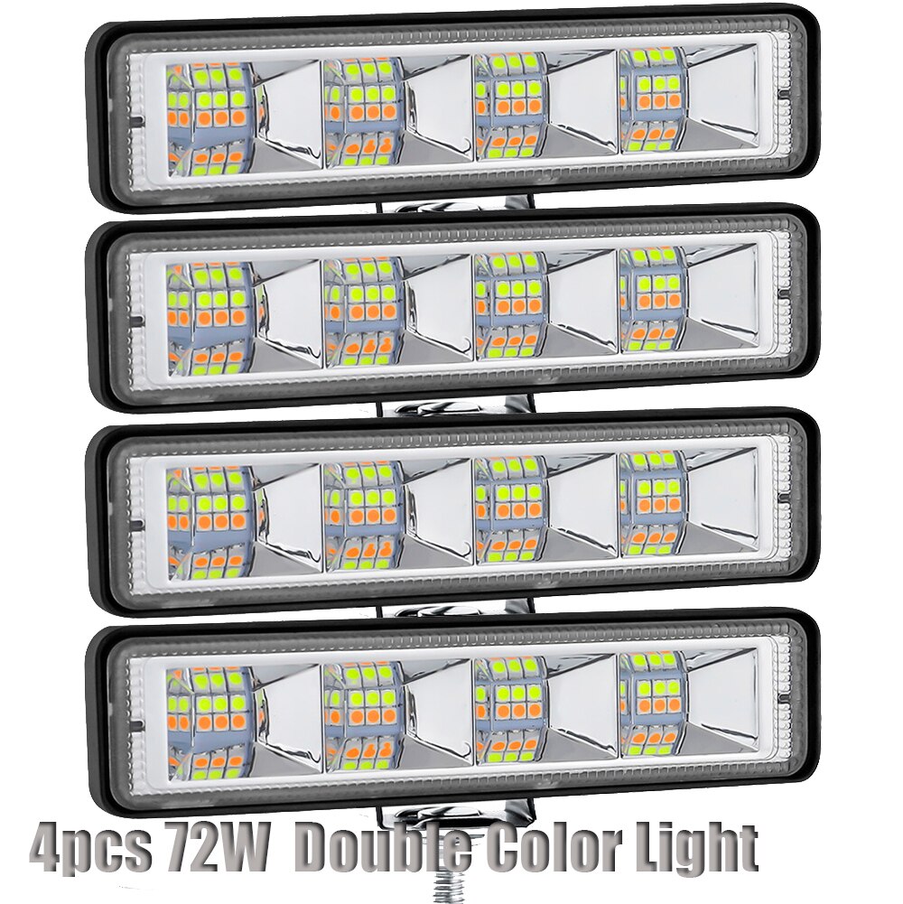 LED Scheinwerfer 12-24V Für Auto Motorrad Lkw Boot Sattelzug Offroad Arbeits Licht LED Arbeit Licht Scheinwerfer: 4pcs 72w two-color