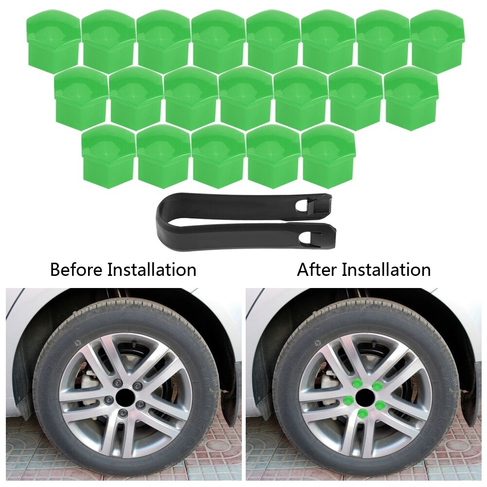 20 Pcs 17 Mm Auto Wielnaaf Lugs Moeren Bouten Velgen Stofkap Beschermende Cap Zeshoekige Socket Chrome Band Schroef bouten Voor Wielen