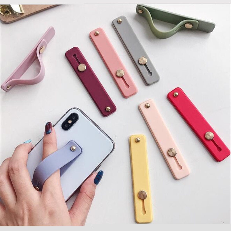 Polsband vinger ring grip mobiele telefoonhouder standaard duwen trekken sticker pasta universele handband auto telefoonhouder beugel