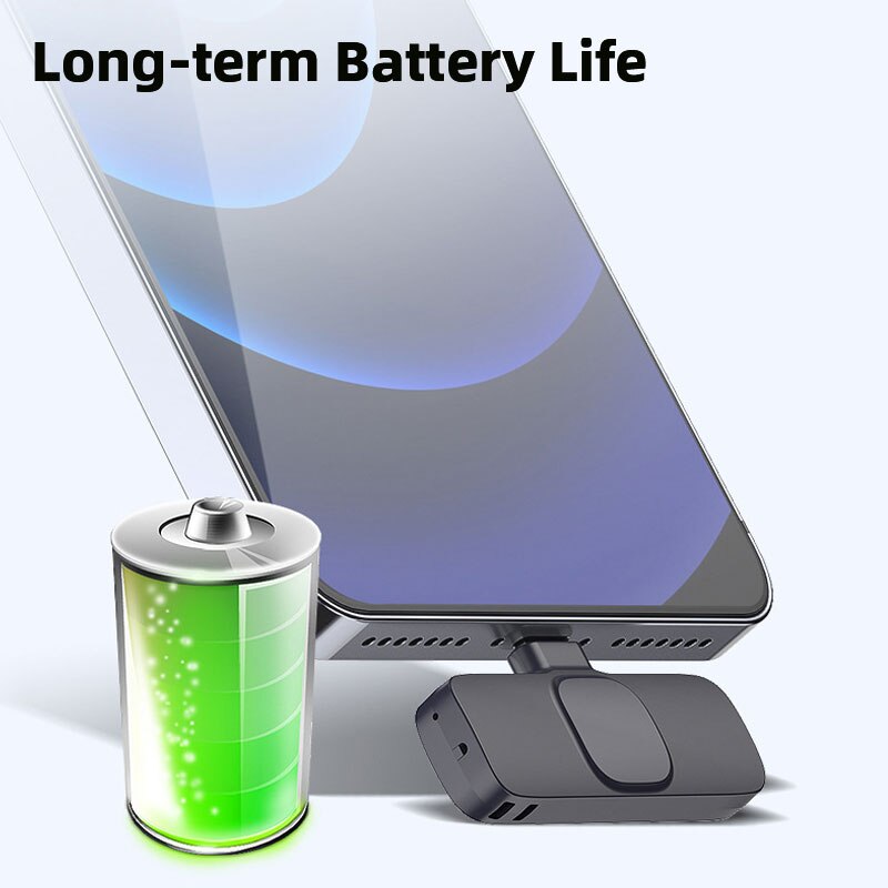 Kabelloses lavalier-mikrofon, tragbares mini-mikrofon für audio- und videoaufnahmen mit iphone, android-smartphone, kamera und computer für live-spiele