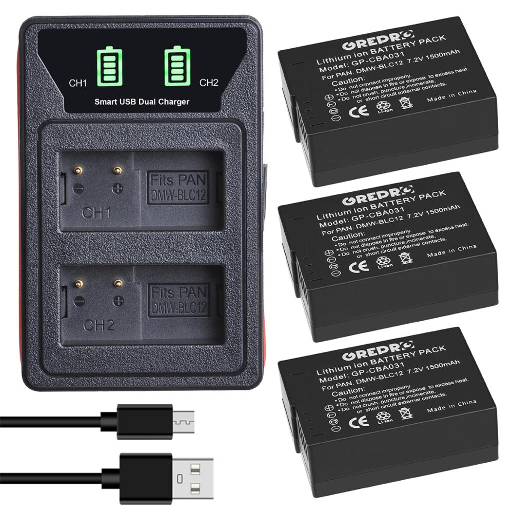 3X1500Mah DMW-BLC12 Batterij Voor Panasonic Dmw BLC12 BLC12PP BLC12E Lumix Dmc FZ1000 FZ200 FZ300 G85 G5 G6 g7 GH2 GX8: 3B with Charger