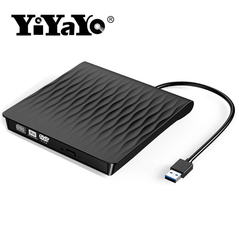 Yiyayo usb 3.0 externe dvd-drive cd-romspeler dvd-rw-brander schrijver optische drive voor hp laptop computer pc macbook windows 10: Zwarte dvd-brander 2