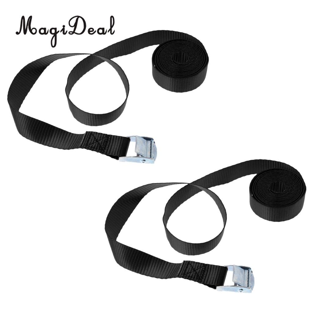 MagiDeal 2x Tie Down Straps with Cam Buckle Lashing Straps for Cargo Tie Down, Car Roof Rack, Luggage Kayak Carrier 2.5m Black