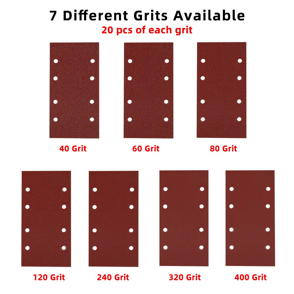 DEKO 20pcs Flat sandpaper, Sanding Paper ,Grit 40-400,Widely used in metal, woodworking for DKFS16Q1