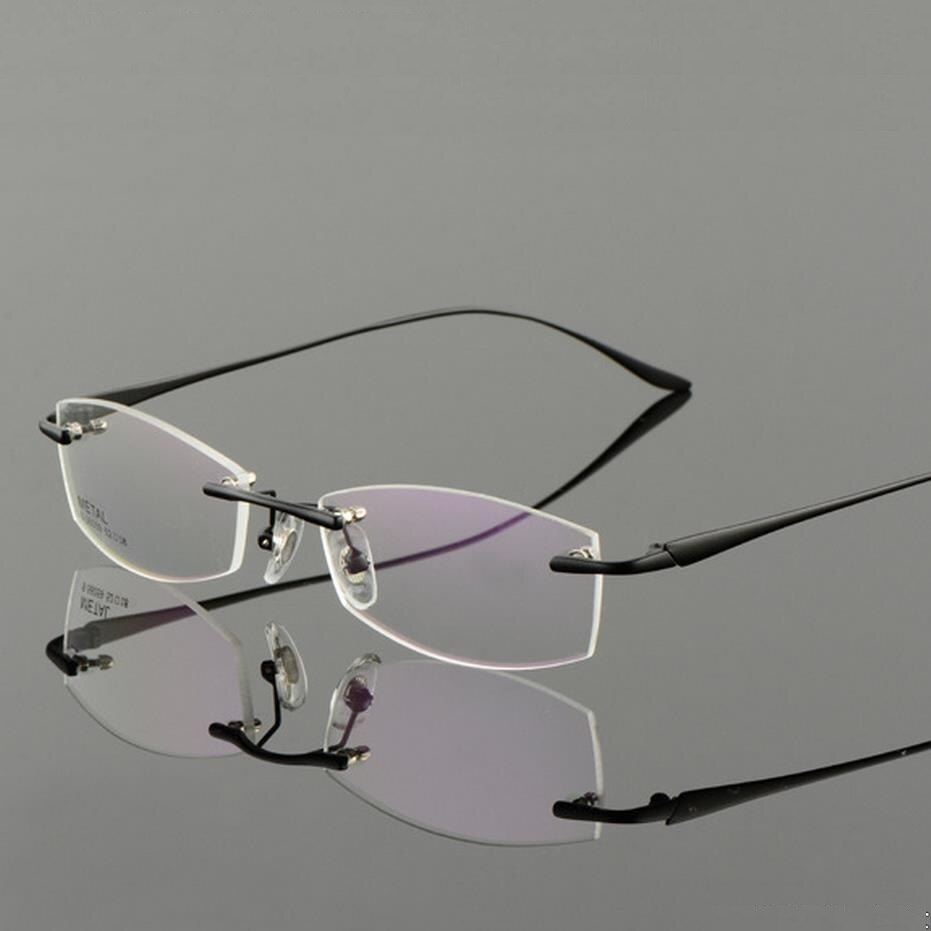 Vazrobe oro gafas montura para gafas de hombre sin montura gafas de hombre para receta ultra ligero de gafas lentes transparentes: Negro