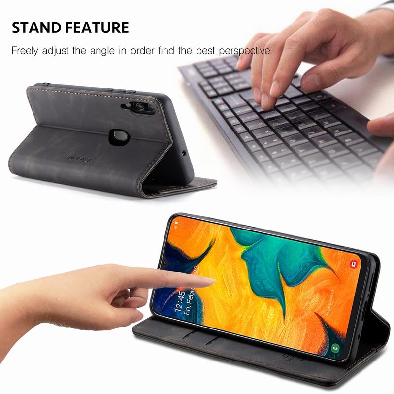 Magnetic Flip Case For Samsung Galaxy A40 A 40 Cover Case Leather Wallet Card Holder Bookcase Retro Plain Shell