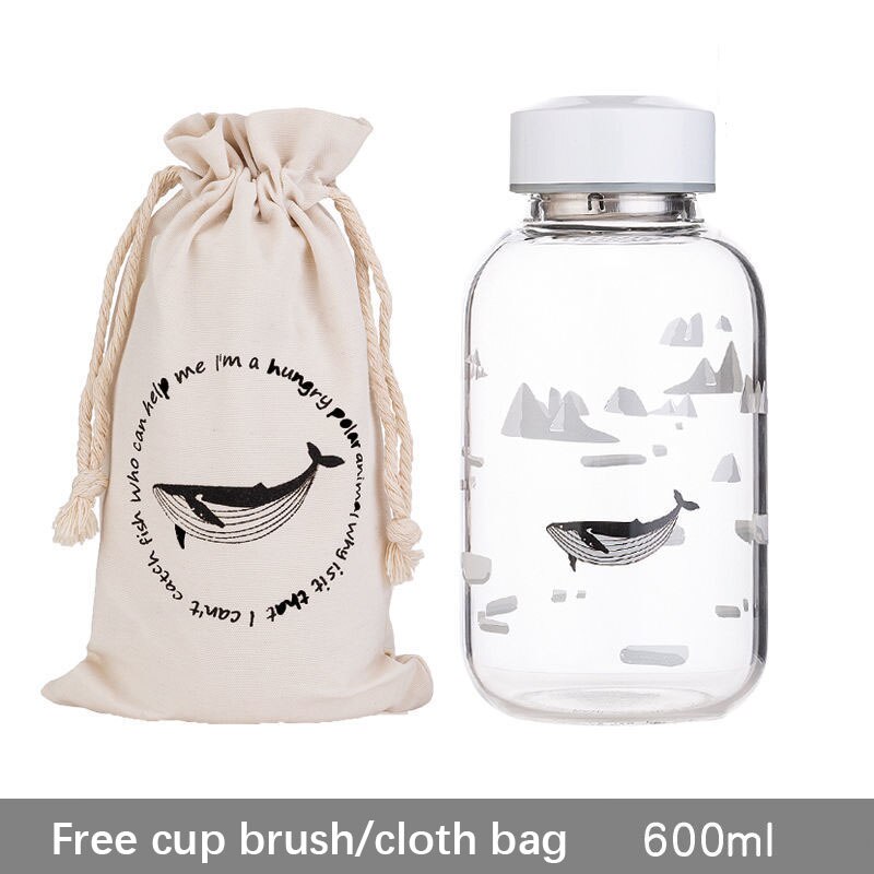 1000ml glazen waterflessen met filter, oceaan walvis zeehond met hoes, sportflessen, kampeerfles, tour drinkgerei borstel: Zakdeksel met filter 1