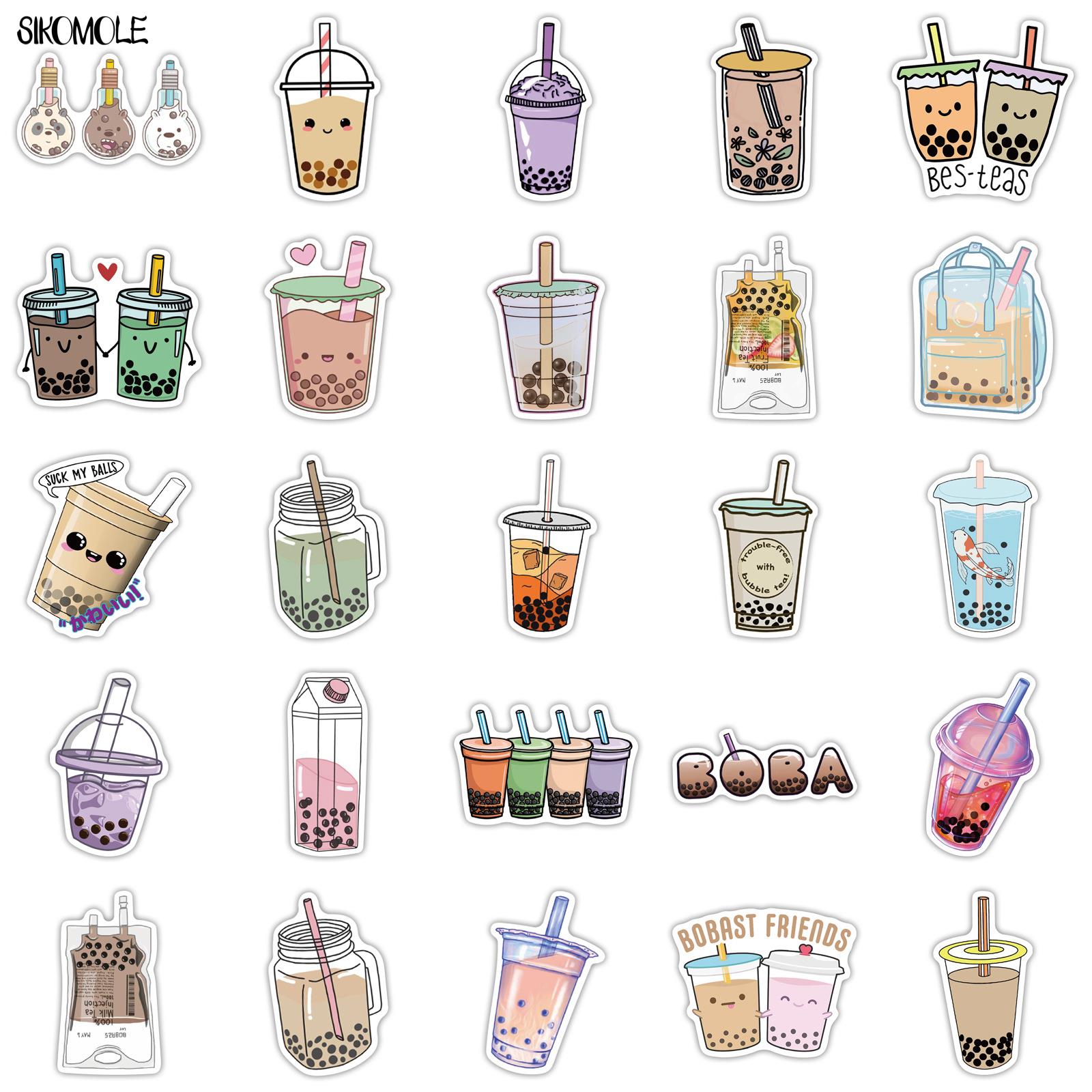 Pegatinas de té de leche de perlas Kawaii, 10/30/50 piezas, DIY, cuadernos, teléfono, equipaje, portátil, Boba, Burbuja, pegatinas, Graffiti, F5