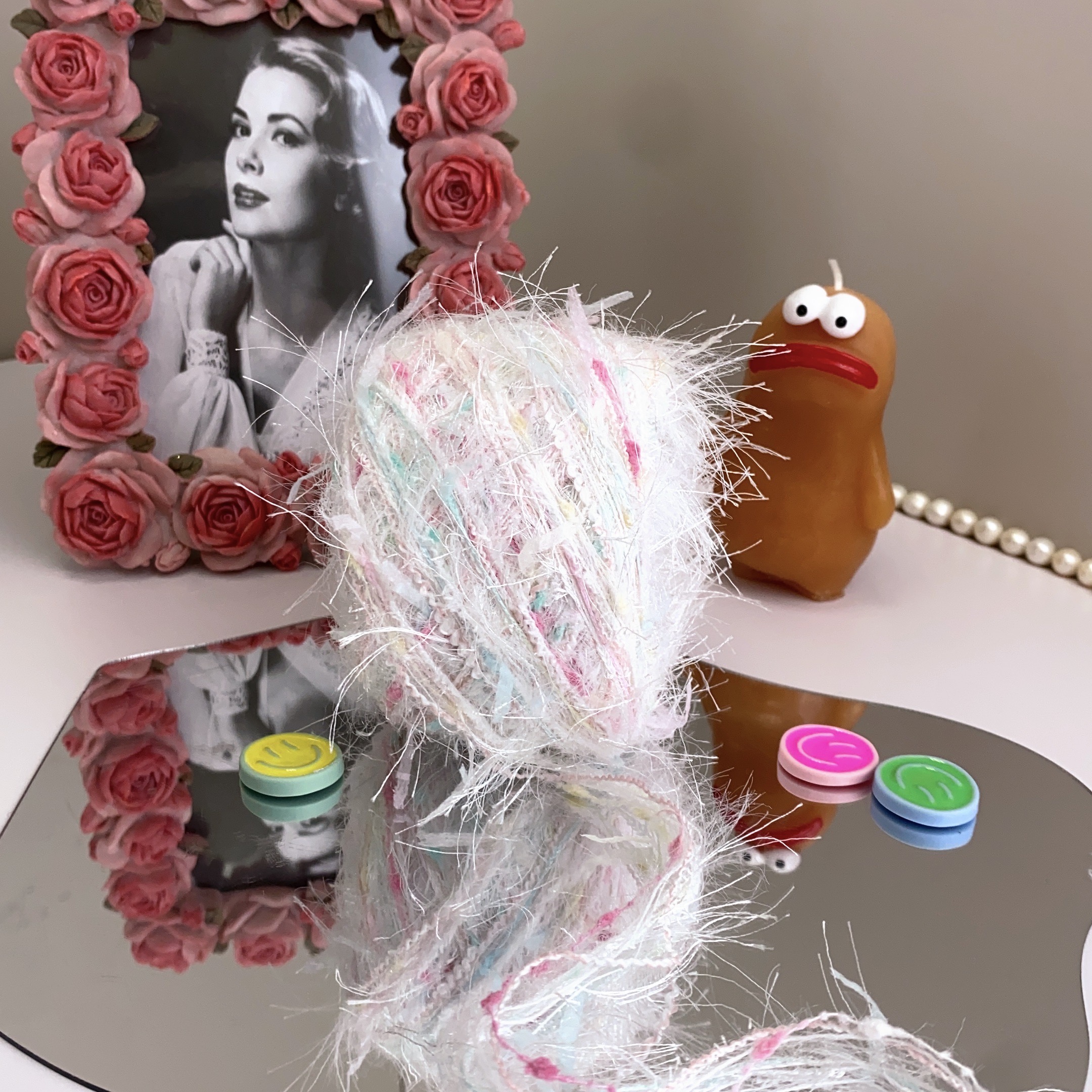 80g Hand Mixed Yarn for Knitting Fancy Knit Yarn Hand Crochet Thread Yarn Mix Crochet Line Handmade Bag Sweater: Ivory