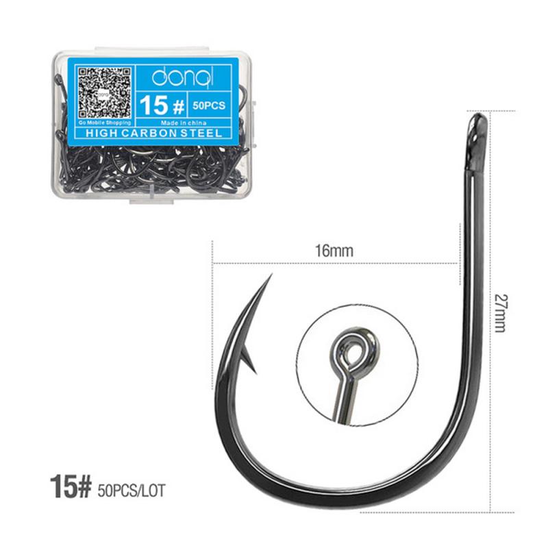 1 Box 50Pcs 3# - 16# Series High-carbon Steel Fishing Hook Barbed Single Circle Carp Hook Fishing Jig Hook Lure Bait Tackles: 15