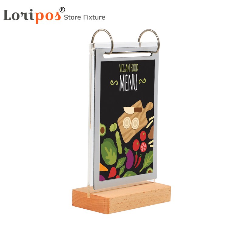 5 Pages Photo Album Wooden Base Desk Label Sign Frame A6 Sleeve Photo Picture Poster Menu Stand Holder For Advertising