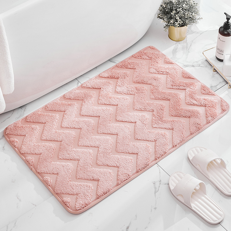 Thick Plush Bath Mats Water Absorbent Soft Shower Bathroom Rug Non-slip Shower Floor Mat Streak Entrance Door Mat Grey: bath mat-pink / 40x60cm