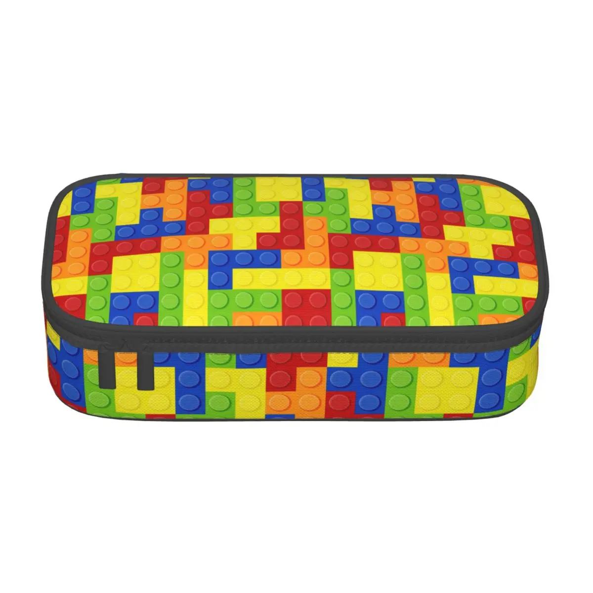 Custom Kawaii Building Blocks Pattern Pencil Cases for Boy Girl Large Storage Colorful Pencil Box School Accessories: Geel