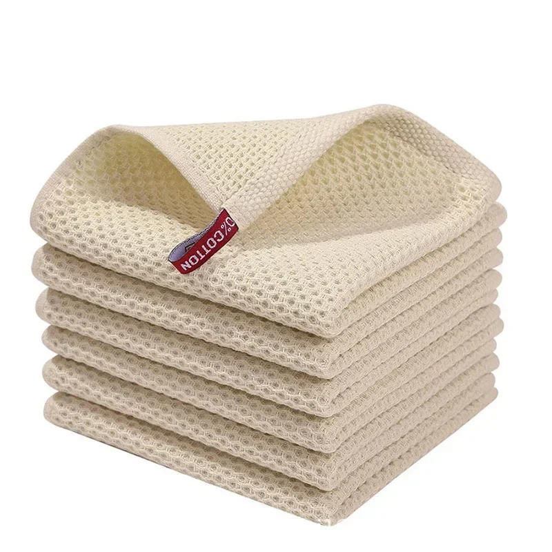 Torchon en coton nid d'abeille – Serviettes de cuisine super absorbantes, chiffons de lavage doux pour la vaisselle/visage/nettoyage: green / 10pièces