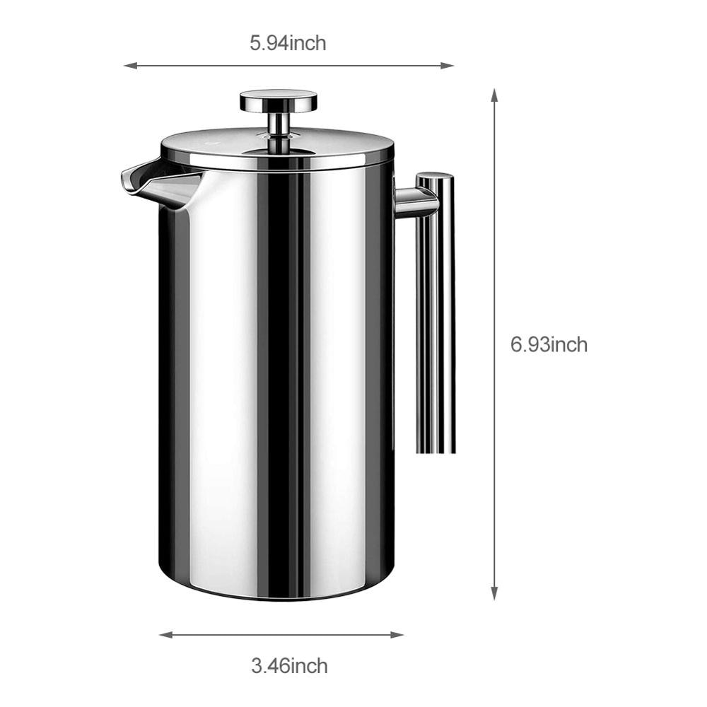 French Press Coffee Maker Stainless Steel Coffee Percolator Pot,Double Wall & Large Capacity Manual Cafetiere Coffee Containers