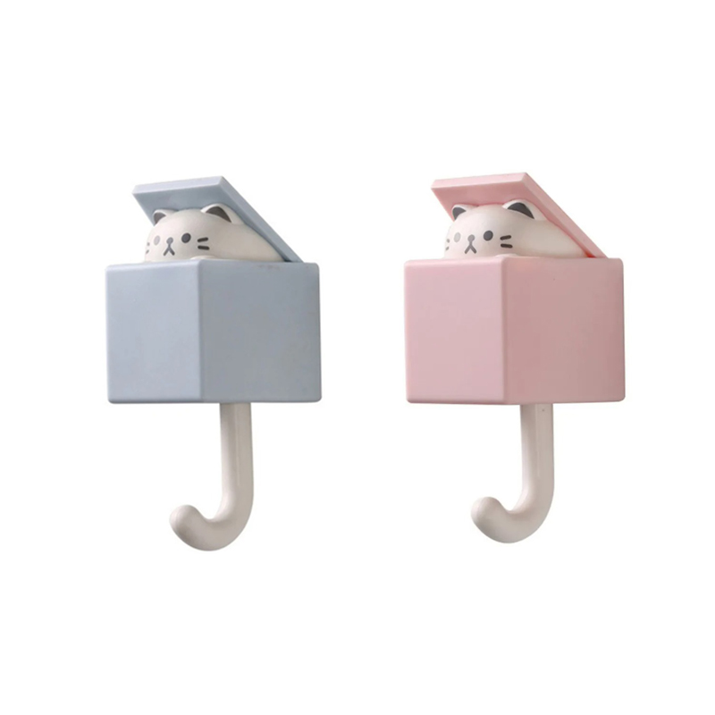 Cartoon Cat Hook Self Adhesive Dormitory Bedroom Door Hangers Hooks Key Umbrella Towel Cap Coat Rack Wall Animal Decoration Rack: army green