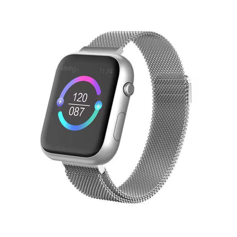 Pulsoximeter ecg smartwatch blodtryk opkaldspåmindelse unormal puls påmindelse søvnmonitor smart armbånd oxymeter: Sølv stålbånd