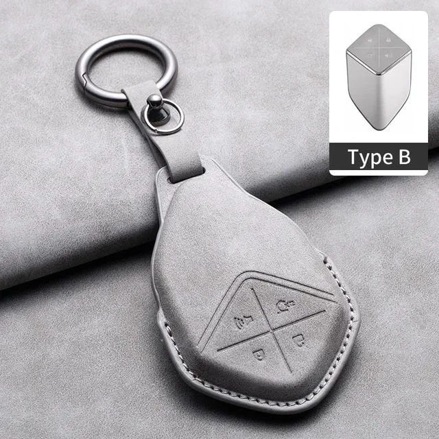 4 Buttons Car Remote Key Case Cover for Changan Deepal S7 SL03 Leather Car Key Shell Fob Holder Protector Keychain for Deepal: Pink