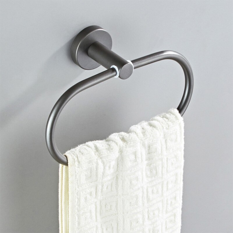 Ensemble d'accessoires de salle de bain gris en laiton, porte-brosse, rouleau de papier toilette, étagère à serviettes, douche, porte-savon mural, support pour sèche-cheveux