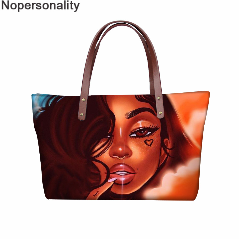 Nopersonality Vintage Etnische Meisjes Stijl Print Schoudertas Zwarte Kunst Afrikaanse Meisjes 2 Stuks Purse & Hand Tassen voor vrouwelijke: Z5688AL