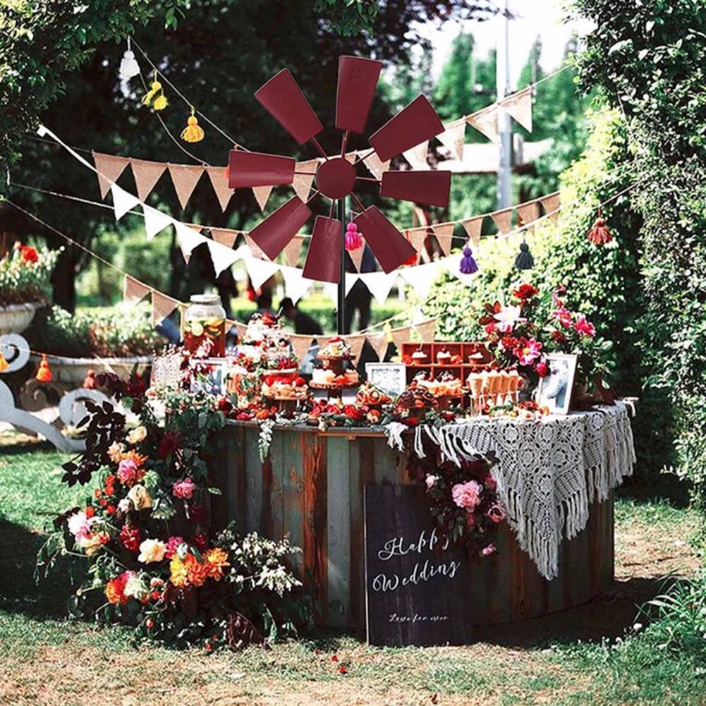 Garden Pinwheels Handmade Landscaping Portable Outdoor Stake Iron Lawn Windmill for Patio Balcony Yard Farm Children Supplies
