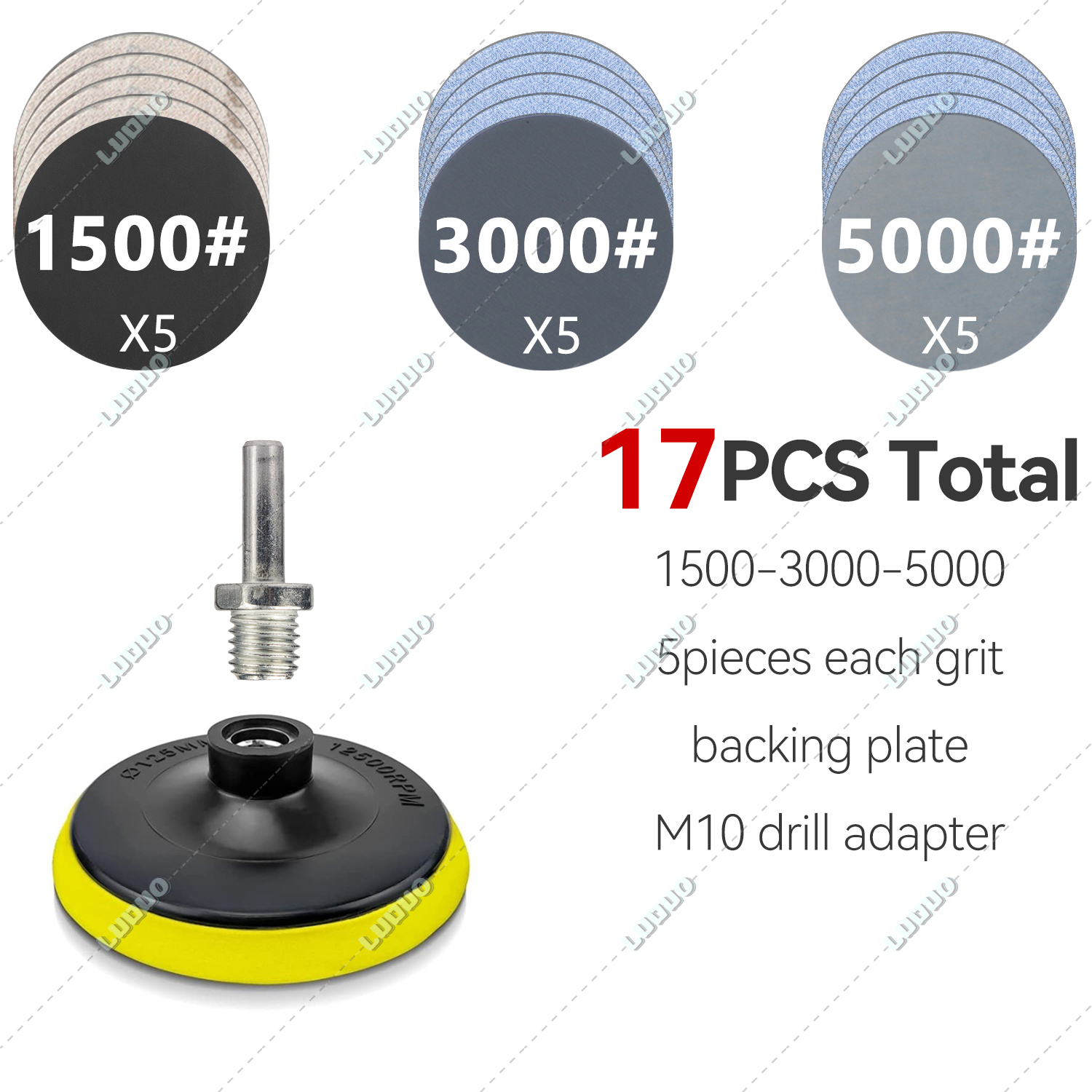 Foglio di levigatura rotondo a umido Carta vetrata per lucidatura a secco per dettagli auto Accessori per smerigliatrice per ripristino fari Carta per dischi abrasivi: Argento