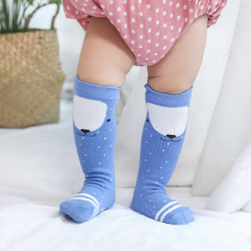 Baby cartoon kindersokken stereo oordopjes antislip vloersokken kniehoge meisjes beenwarmers kniehoge panty
